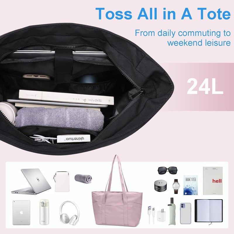 CTWWFS Tote Bag for Women, Travel Essentials Large Tote Bag with Zipper, Top Handle Handbag for Travel, Work - Image 2